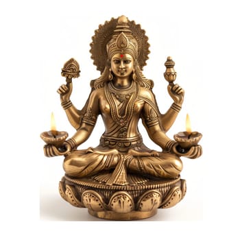 Brass statue of indian goddness Lakshmi ai generated image
