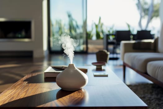 Electronic humidifier on the table in the room, generative ai.