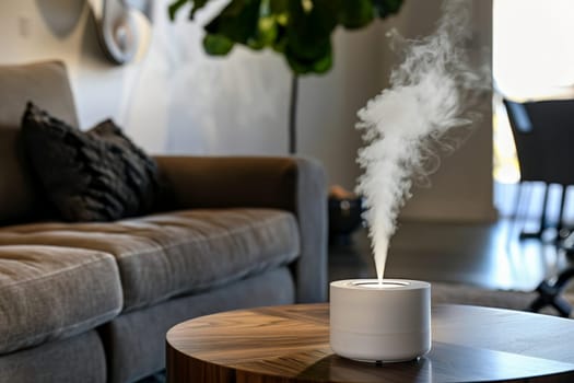 Electronic humidifier on the table in the room, generative ai.