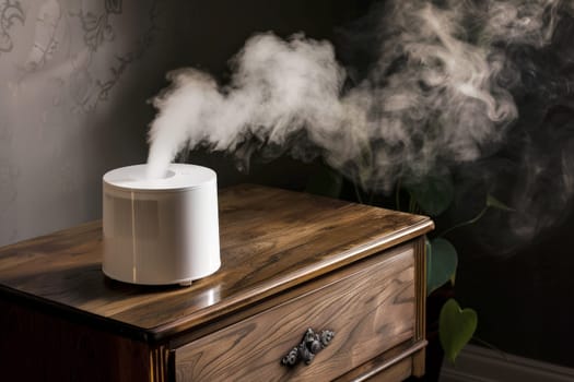 Electronic humidifier on the table in the room, generative ai.