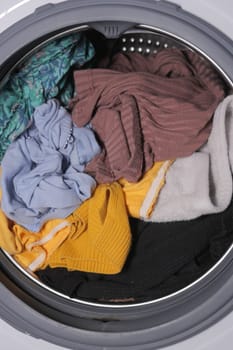 close up of cloths in a washing machine