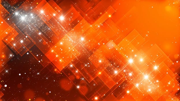 Abstract technology innovation concept with shiny dots in orange background.