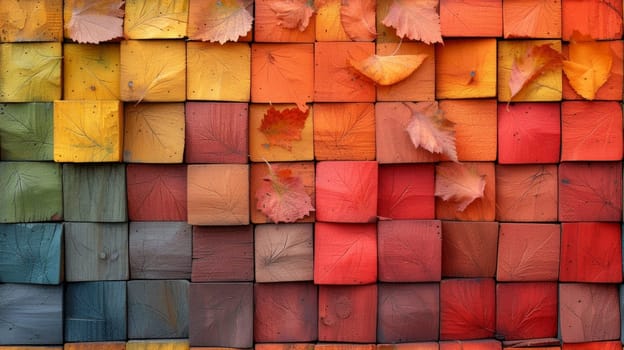 Colorful abstract square grid autumn concept.