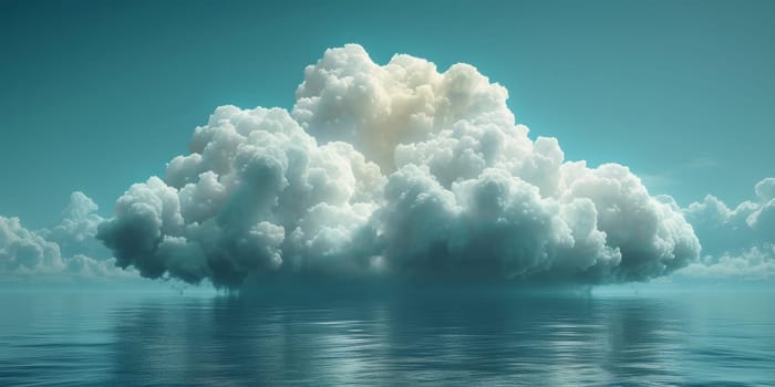 Natural beauty dreamy cloud and sea. 3D Illustration. Watercolor art paint