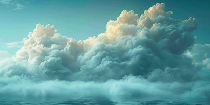 Natural beauty dreamy cloud and sea. 3D Illustration. Watercolor art paint