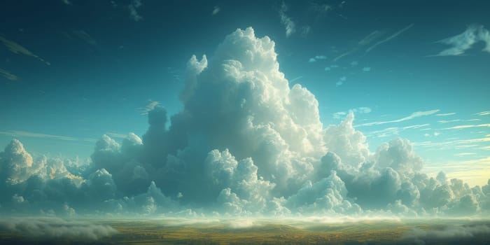 Natural beauty dreamy cloud and sea. 3D Illustration. Watercolor art paint