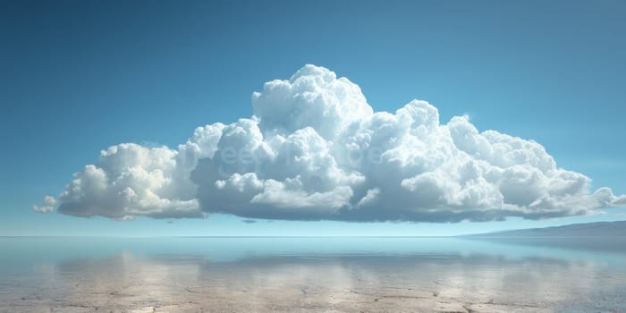 Natural beauty dreamy cloud and sea. 3D Illustration. Watercolor art paint