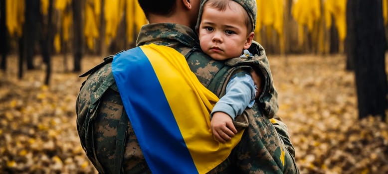 War in Ukraine explosions flag. selective focus. Nature.