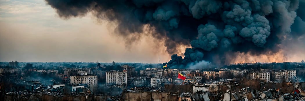 War in Ukraine explosions flag. selective focus. Nature.