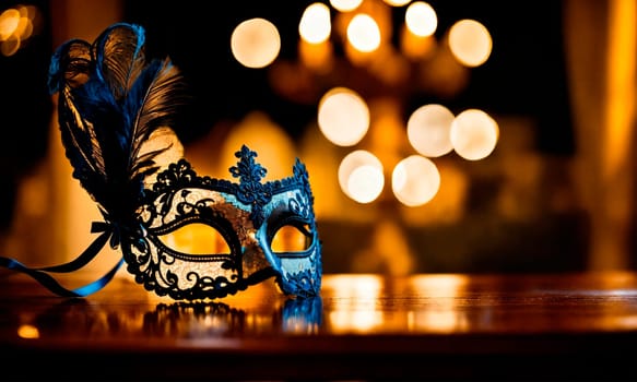 Black lace mask for masquerade. Selective focus. holiday.