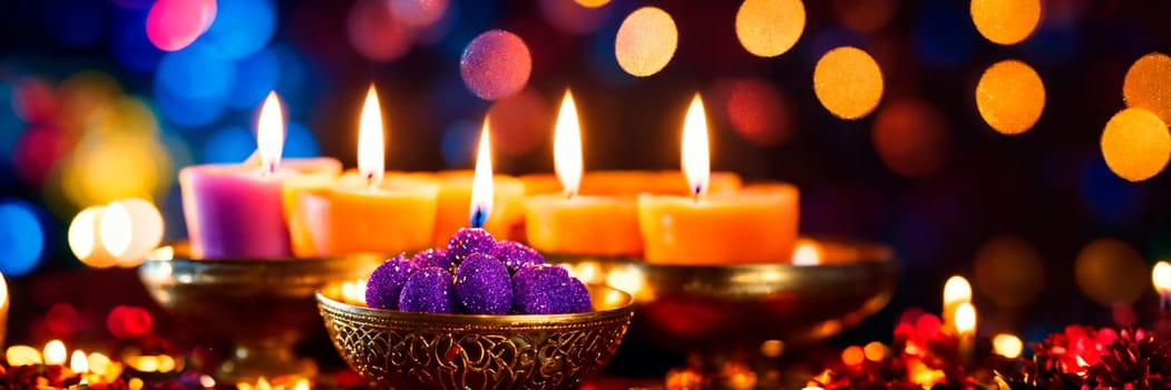 candles and decorations for Diwali. Selective focus. nature.