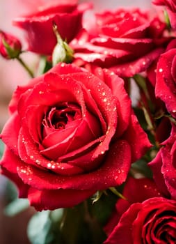 bouquet of beautiful red roses. Selective focus. nature.