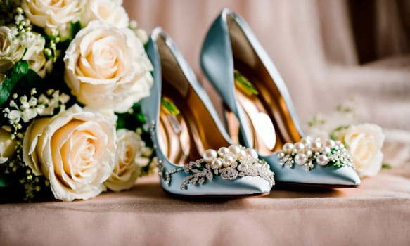 wedding shoes and accessories. Selective focus.