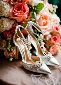 wedding shoes and accessories. Selective focus.