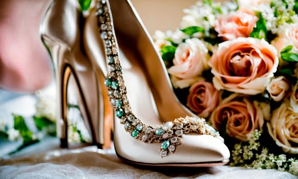 wedding shoes and accessories. Selective focus.