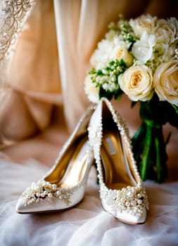 wedding shoes and accessories. Selective focus.