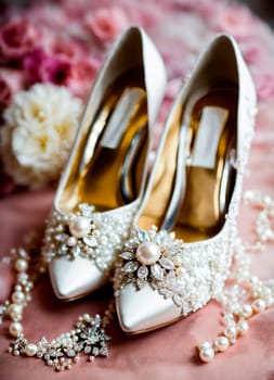 wedding shoes and accessories. Selective focus.