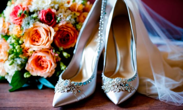 wedding shoes and accessories. Selective focus.