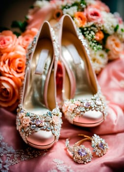 wedding shoes and accessories. Selective focus.