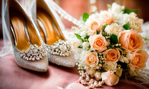 wedding shoes and accessories. Selective focus.