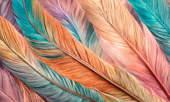 Background texture of drawn feathers. Selective focus. color.