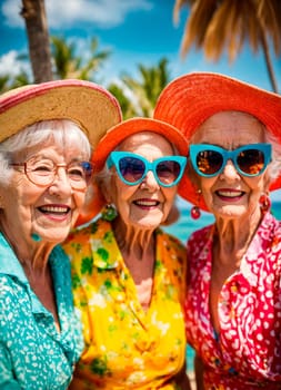 elderly women relax at sea. Selective focus. people.