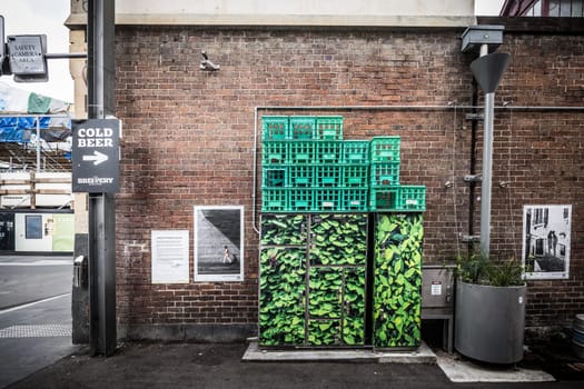 GEELONG, AUSTRALIA - JANUARY 26 2024: The laneways and artwork around Minns Lane near Little Malop St on a warm summer's morning in Geelong, Victoria, Australia