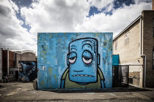 GEELONG, AUSTRALIA - JANUARY 26 2024: The laneways and artwork around Minns Lane near Little Malop St on a warm summer's morning in Geelong, Victoria, Australia