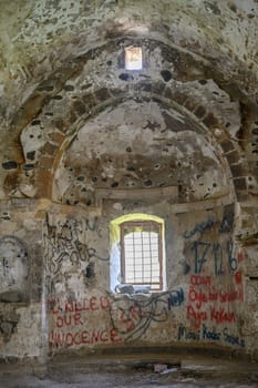 remains of an old church in an old village in Northern Cyprus