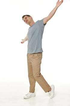 portrait of young smiling man on white background