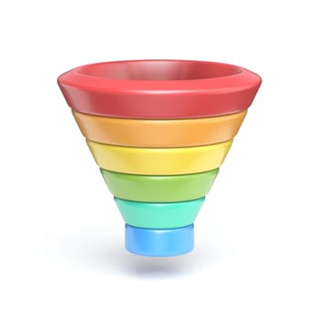 Chart funnel 3D rendering illustration isolated on white background
