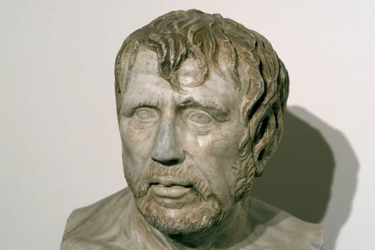 Seneca old roman marble statue detail