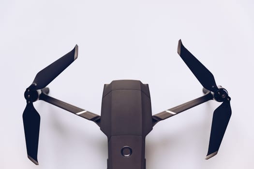 Prague, Czech Republic - August 31 , 2018: DJI Mavic 2 Pro closeup, on white background. DJI Mavic 2 Pro one of the most portable drones in the market, with Hasselblad camera.