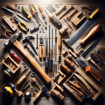 Worker's tools are stored in a the workshop