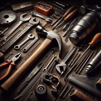 Worker's tools are stored in a the workshop