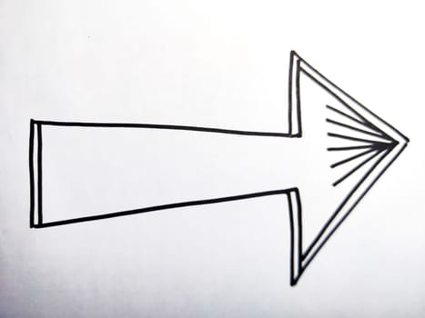 Thick Hand drawn black marker arrows with broken line. Concept of business, choosing direction, moving forward. Abstract sign, background, texture. Blurred