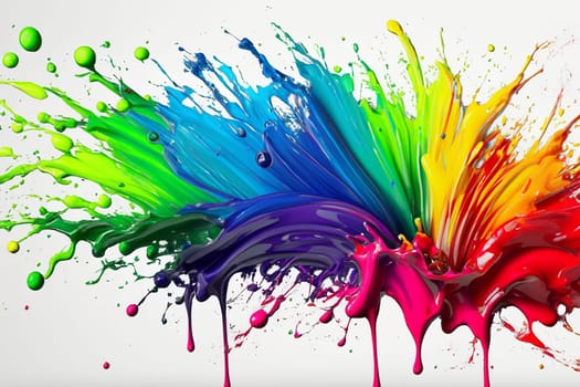 ai generated splash from paint in rainbow colors on white background