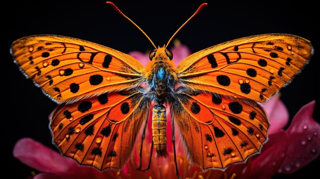Macro photo of a beautiful orange butterfly.