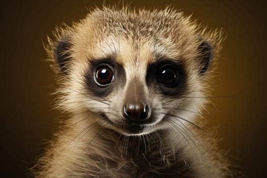 Close-up portrait of a meerkat. Funny animals.