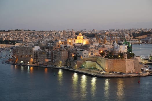 malta 3 cities view from la valletta at sunset panorama landscape