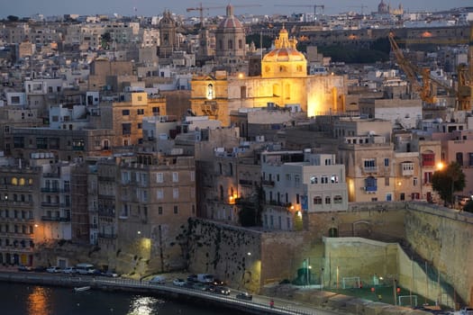 malta 3 cities view from la valletta at sunset panorama landscape