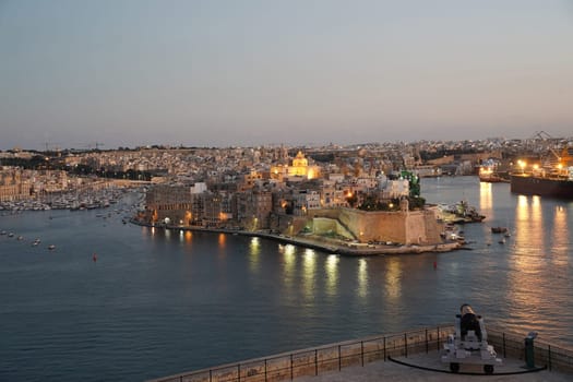 malta 3 cities view from la valletta at sunset panorama landscape