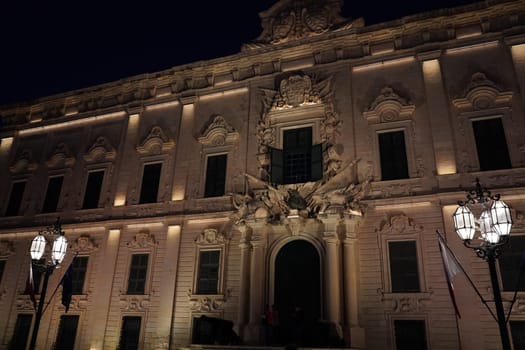 malta illuminated buildings view from la valletta at night