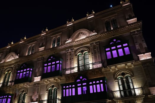 malta illuminated buildings view from la valletta at night