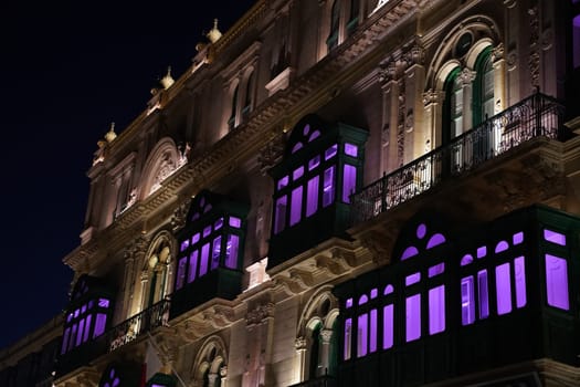 malta illuminated buildings view from la valletta at night