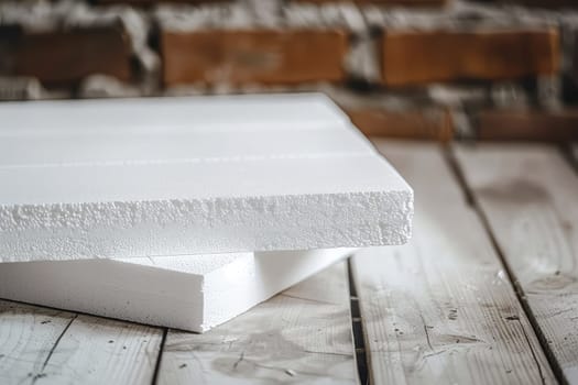 Styrofoam Board Detail: Versatile Material for Packing and Insulation Projects. Expanded polystyrene plates. A stack of building materials for house insulation