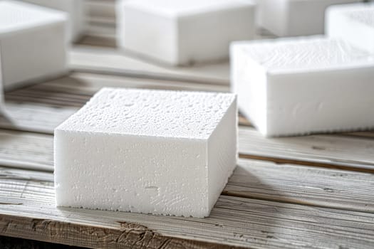 Styrofoam Board Detail: Versatile Material for Packing and Insulation Projects. Expanded polystyrene plates. A stack of building materials for house insulation