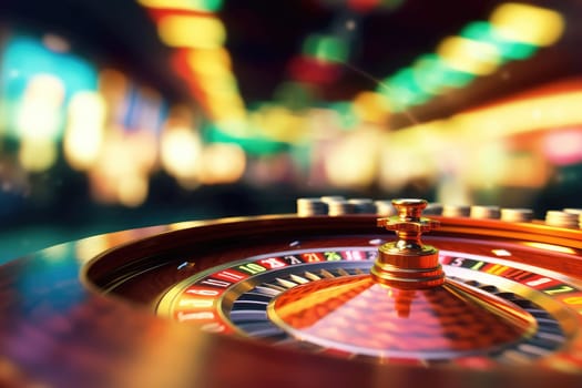 Luxury and Risk: Close-Up of a Gambler Casino roulette Table.