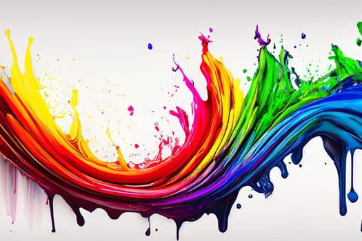 ai generated splash from paint in rainbow colors on white background