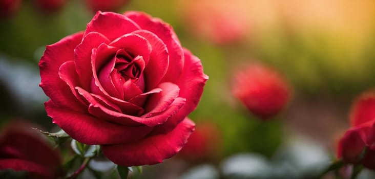 Red rose close-up. Generative AI. High quality photo
